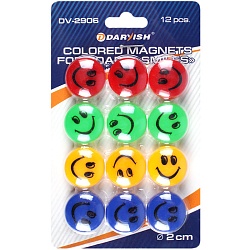 магниты для доски "смайлики" d=2см "darvish" 12шт/уп