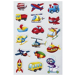 наклейки зефирные "транспорт", многоразовые, 10х15 см