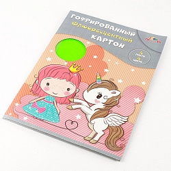 картон цветной гофрированный флуоресцентный  а4 4л. 4цв. "друзья"