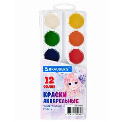 краски аквар. 12цв. "brauberg" "аниме" медовые  б/к