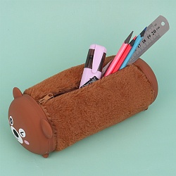 пенал-тубус силикон с мехом "мишка"