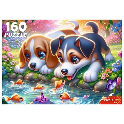 пазлы  160 элементов щенки и рыбки