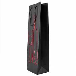 пакет подарочный 12*39*9 см бутылочный чёрный с рисунком голография ассорти