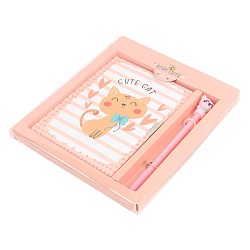 Блокнот A5  50л "Милые котики" с ручкой в наборе цвет оранжевый