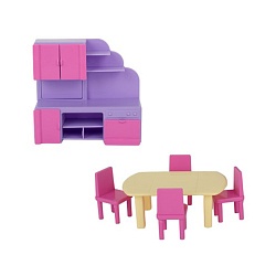 набор мебели для кукол "кухня" (6 пред.) (европодвес)