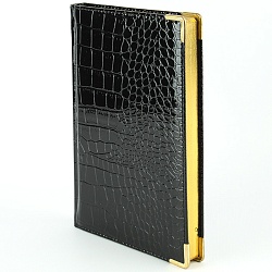 ежедневник недатированный  а5 152л grand croco (черный) обложка искусств. кожа , золотой срез мет.уг