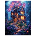 Холст с красками 30*40см по номерам "Сказочный домик в лесу"
