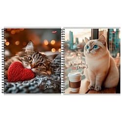тетрадь  96л кл. на гребне "красивые коты" 
