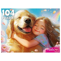 пазлы  104 элемента девочка с любимой собакой