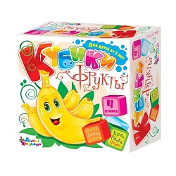 кубики пластиковые "фрукты" 4шт