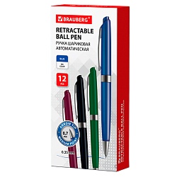 ручка автоматическая шар. синяя  brauberg "diplomat" корпус ассорти