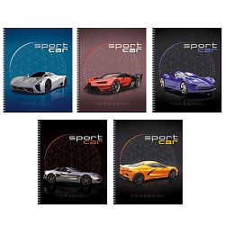 тетрадь  80л кл. на гребне "sport car" обложка мел. картон