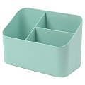 Органайзер настольный пластиковый 3 отделения светло-бирюзовый