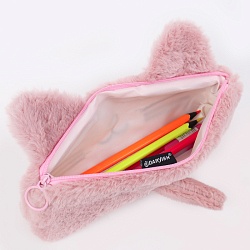 пенал меховой котик розовый