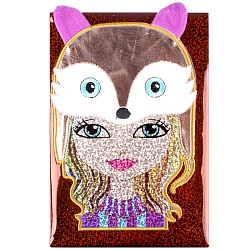 Блокнот 14*21см 80л "Darvish" блестки с аппликацией девушка (3 вида)