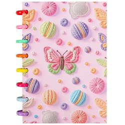 Блокнот 15,5*21см 80л на пластиковых кольцах в клетку "Бабочки"