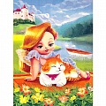 Набор для творчества "Рисование по номерам" холст-30*20см  Девочка с котёнком