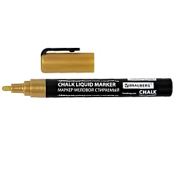 маркер меловой стираемый brauberg  золотистый, 3 мм