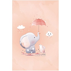 Блокнот А5  48л "Друзья под зонтом" в клетку на гребне блёстки 