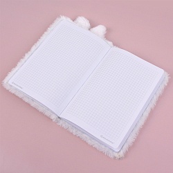 Блокнот A5  80л меховой "Зайка" белый