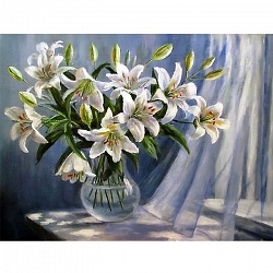 алмазная живопись  30*40см   белые лилии