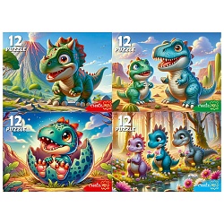 пазлы   12 элементов милые динозаврики
