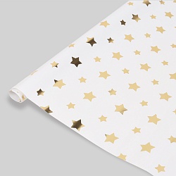 бумага упаковочная 3шт в наборе золотистые звёзды