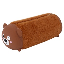 пенал-тубус силикон с мехом "мишка"