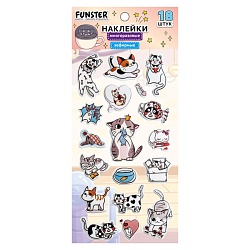 наклейки зефирные "котики", 18х9,5 см, ассорти 6 видов