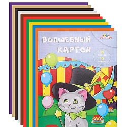 картон цветной волшебный а4 10 л. 10 цв. "котенок-волшебник"