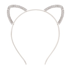 ободок бежевый для волос с ушками стразы