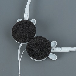 наушники "зайчики" накладные проводные с микрофоном - ободок светло-голубые