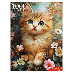 пазлы 1000 элементов котёнок в цветах