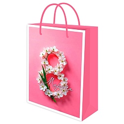 пакет подарочный 22*32*11см крафт-бумага весенние цветы
