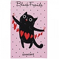 Блокнот А7  48л "Черные коты с сердечками" на склейке