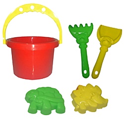 набор для песочницы №15 (ведро 1л+лопатка13см+грабли13см+2 формочки)