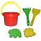 набор для песочницы №15 (ведро 1л+лопатка13см+грабли13см+2 формочки)