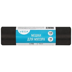 мешки для мусора 120 л, черные, в рулоне 10 шт., пнд 11 мкм