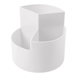 органайзер настольный пластиковый 3 отделения вращающийся белый