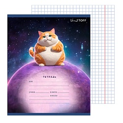 тетрадь  18л линейка  цв. обл "космический котик" 