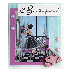 мини-открытка ручной работы "с 8 марта"