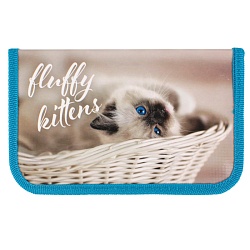 пенал 1отдел. 190*115мм  голубоглазый котенок с откидной планкой