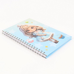 Блокнот 13*18см 48л на спирали в клетку "Девочка"