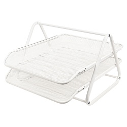 лоток горизонтальный металлический 2 секции белый