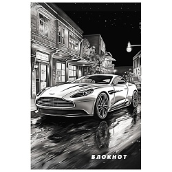 Блокнот А6  32л "Черно-белое авто" на скрепке