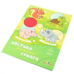 бумага цветная бархатная а4  5л. 5цв. "весёлые животные" в папке