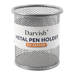 стакан металлический для канцелярских принадлежностей круглый  серый