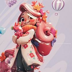 Блокнот 15,5*20,5см 60л на спирали в клетку "Девочка"