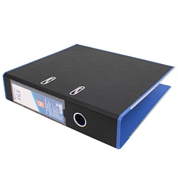 папка-регистратор  а4 7,5 см чёрная с синей окантовкой