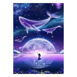 алмазная   живопись 30*40см девушка с китами